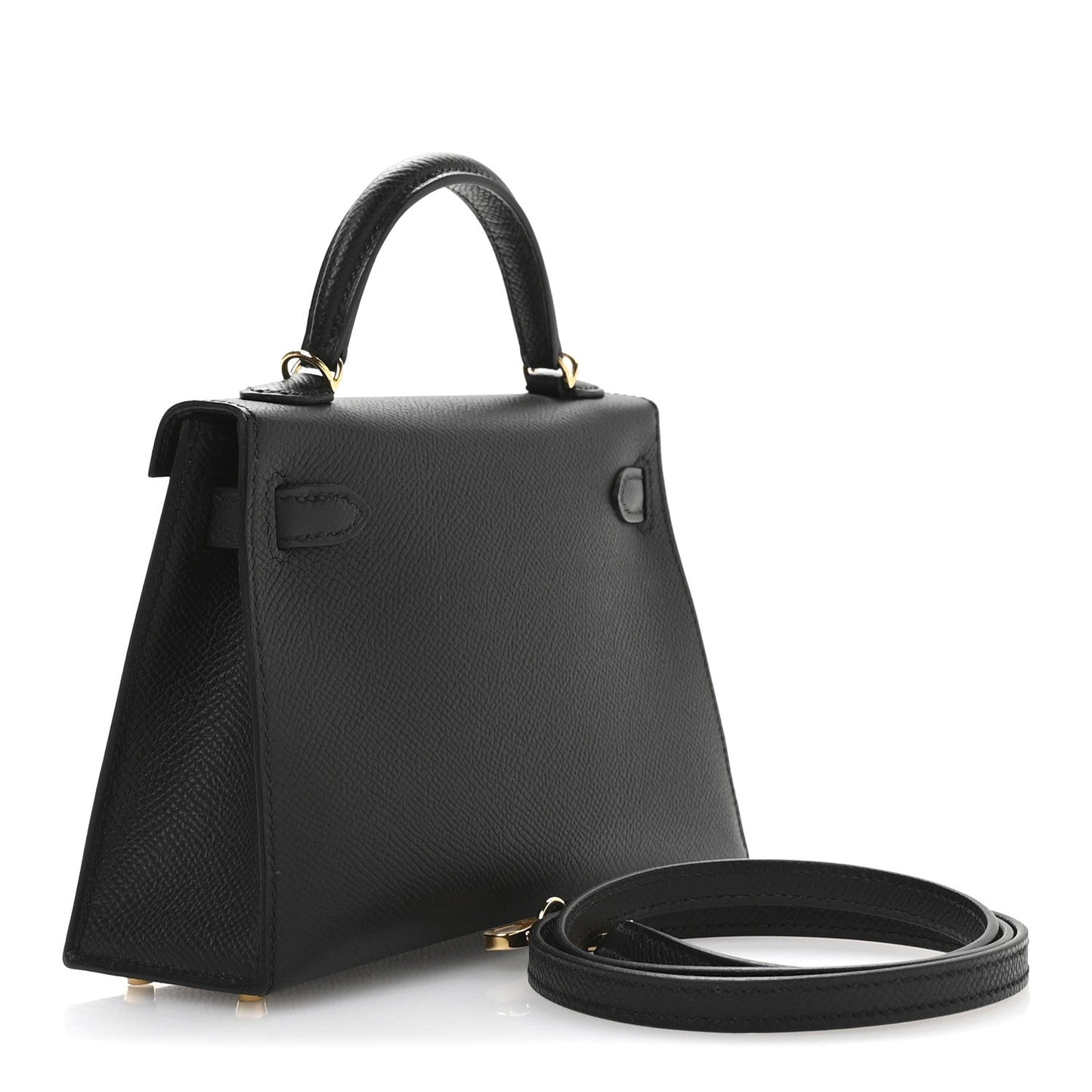 Hermes Epsom Kelly Sellier Handbag Black Mini Travel Bag 20 Black 1758243