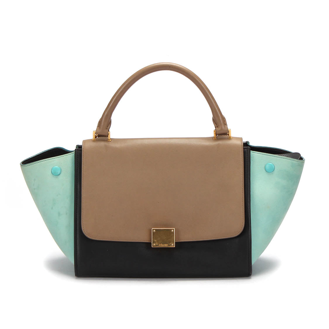 Luxury Tri Color Trapeze Handbag Leather Travel Bag