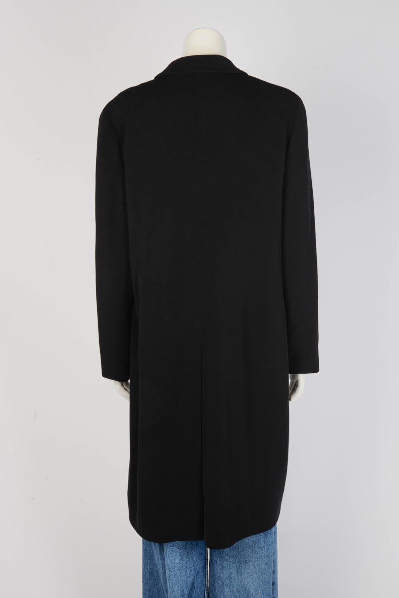 Chanel Black Wool Twill Longline Coat Fr 46