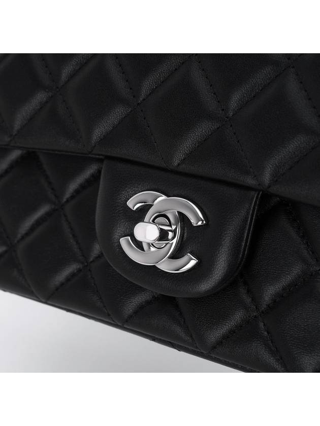 Mini Flap Crossbody Bag Lambskin Silver Black Chanel