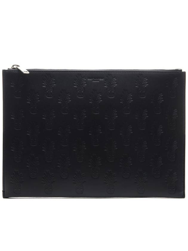 YSL Saint Laurent Saint Laurent Trending Skull Pineapple Pattern Clutch Black Clutch Bag