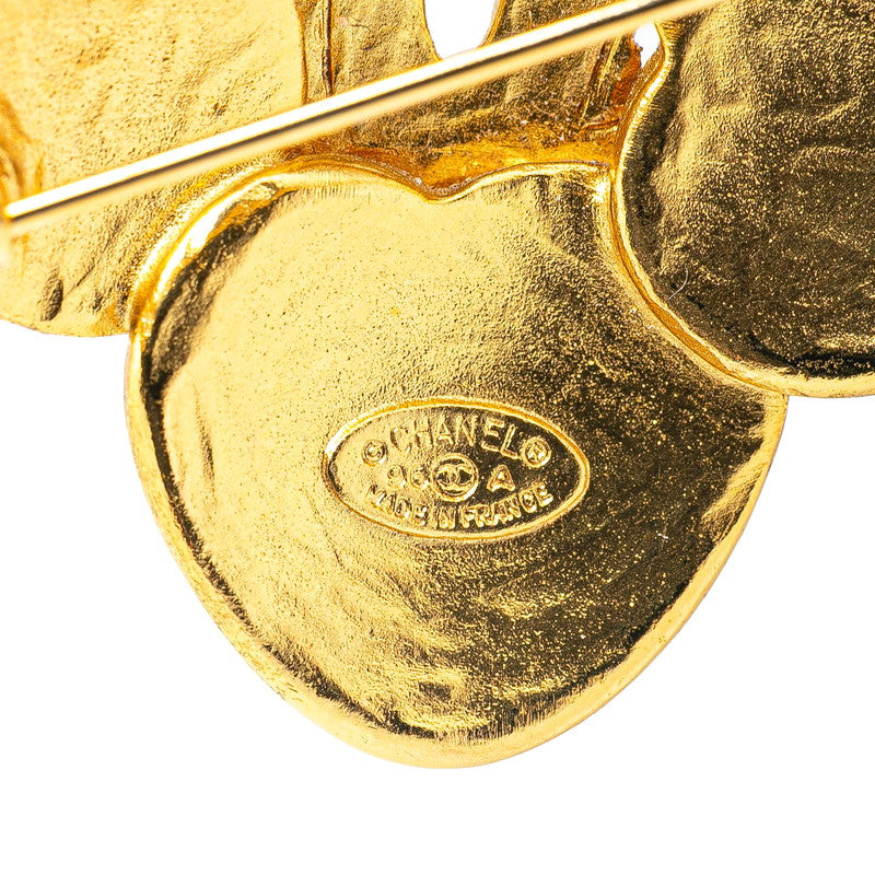 Chanel Gold Plated Coco Mark Clover Motif Brooch 96A Bag