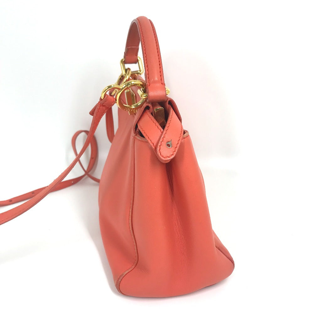 Fendi Handbag 8Bn244 Salmon Type Shoulder Crossbody Pea Kaboo Leather Pink Mini Shoulder Bag