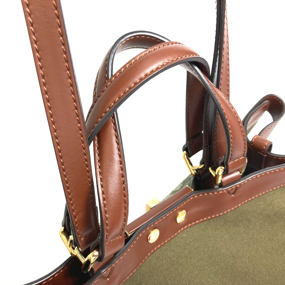 Fendi Tote Bag 8Bh374 Cotton Ff Total Pattern Peekaboo Green