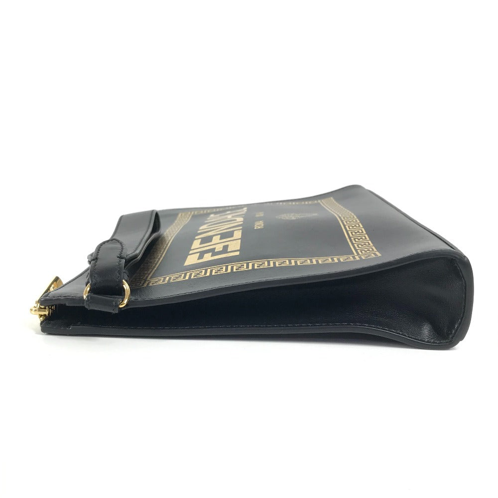 Fendi Clutch Bag Versace Versace Collaboration Fendace Fendace Women Leather Black Logo