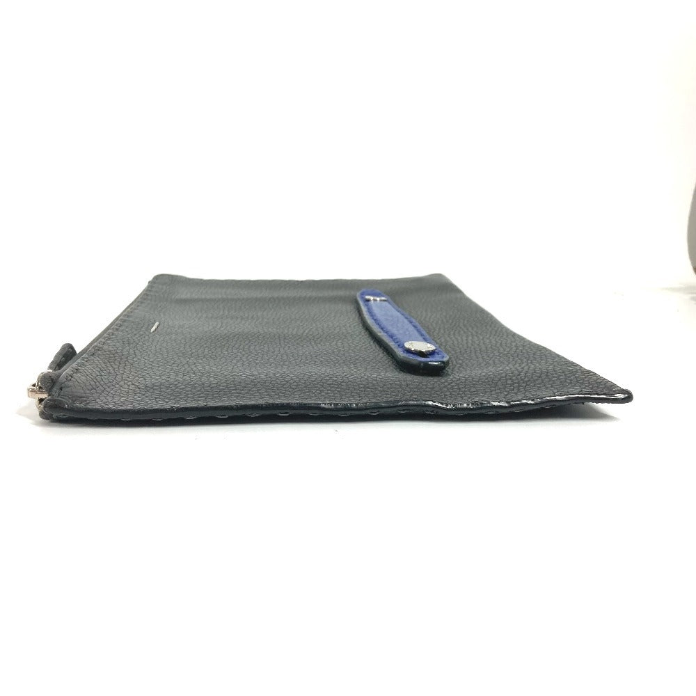 Fendi Clutch Bag Selleria Leather Black Logo