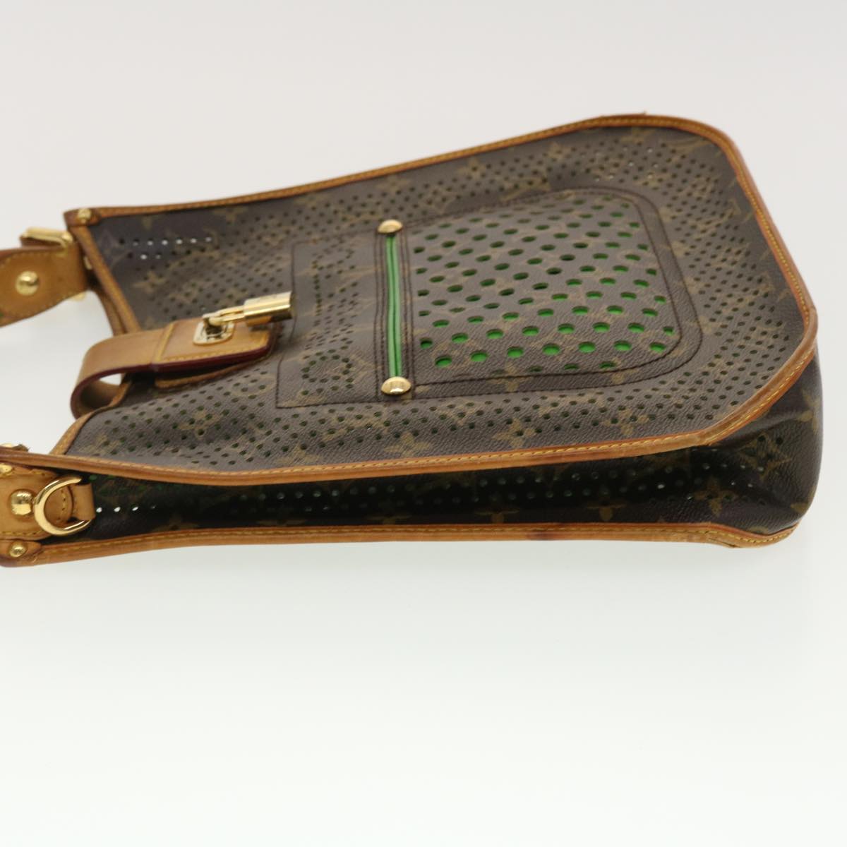 LOUIS VUITTON Monogram Perfo M tte Shoulder Bag Green M95173 LV 40621