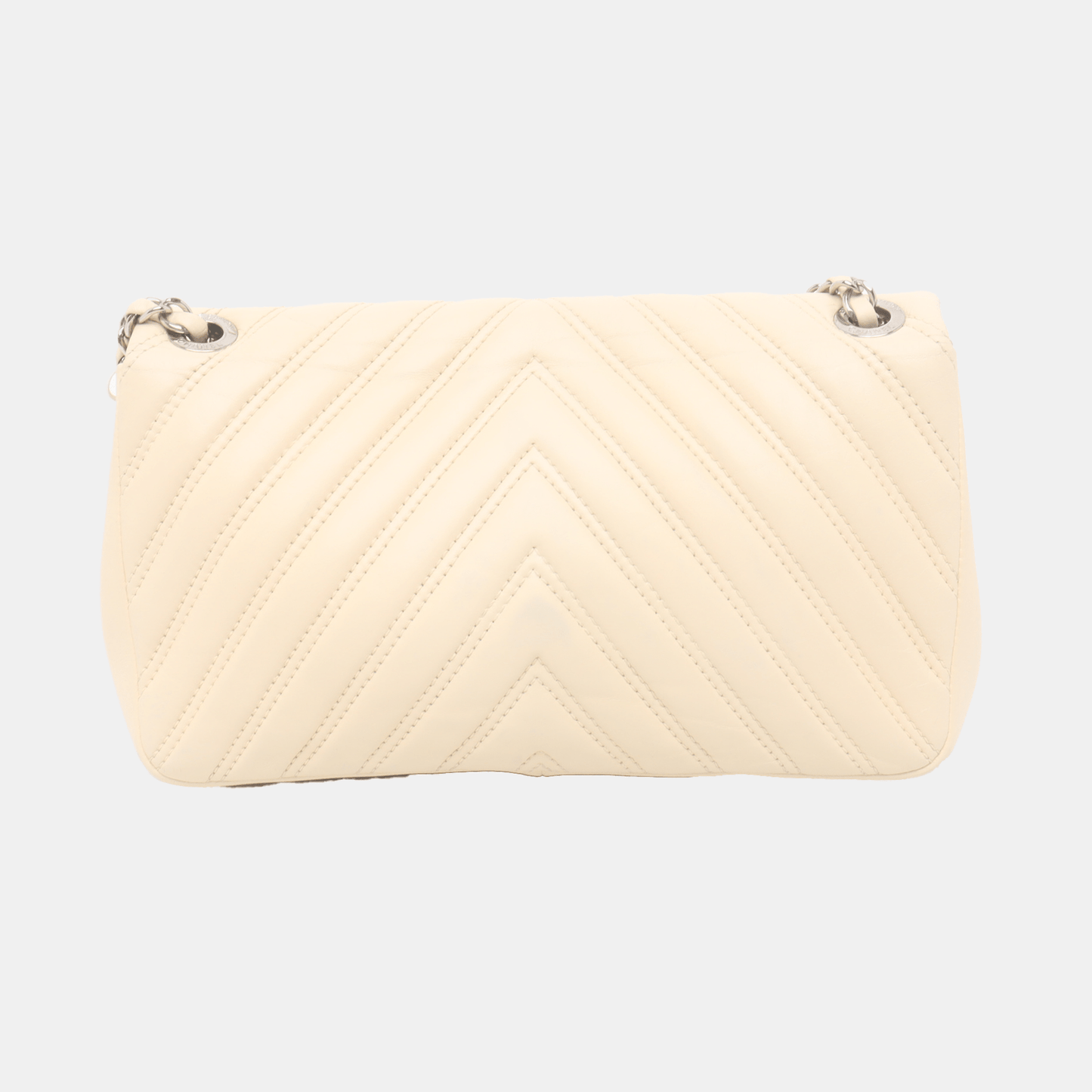 Chanel Classic Flap Chevron Quilted Lambskin Beige Leather Handbag