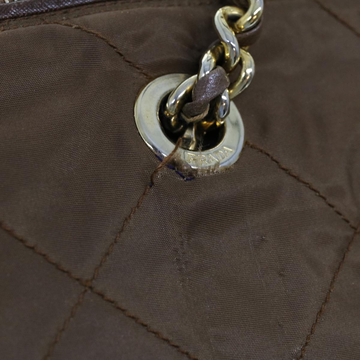 Prada Boston Bag Nylon Quilted Brown Travel Bag