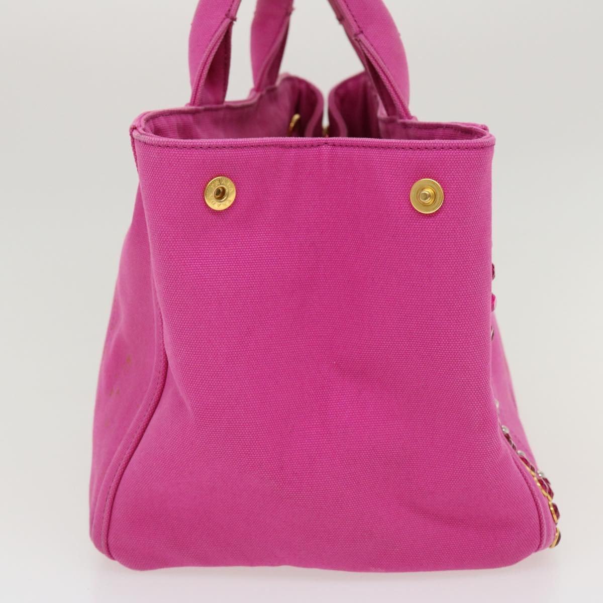Prada Bijoux Kanapa Mm Hand Bag Auth Canvas Pink Travel Bag