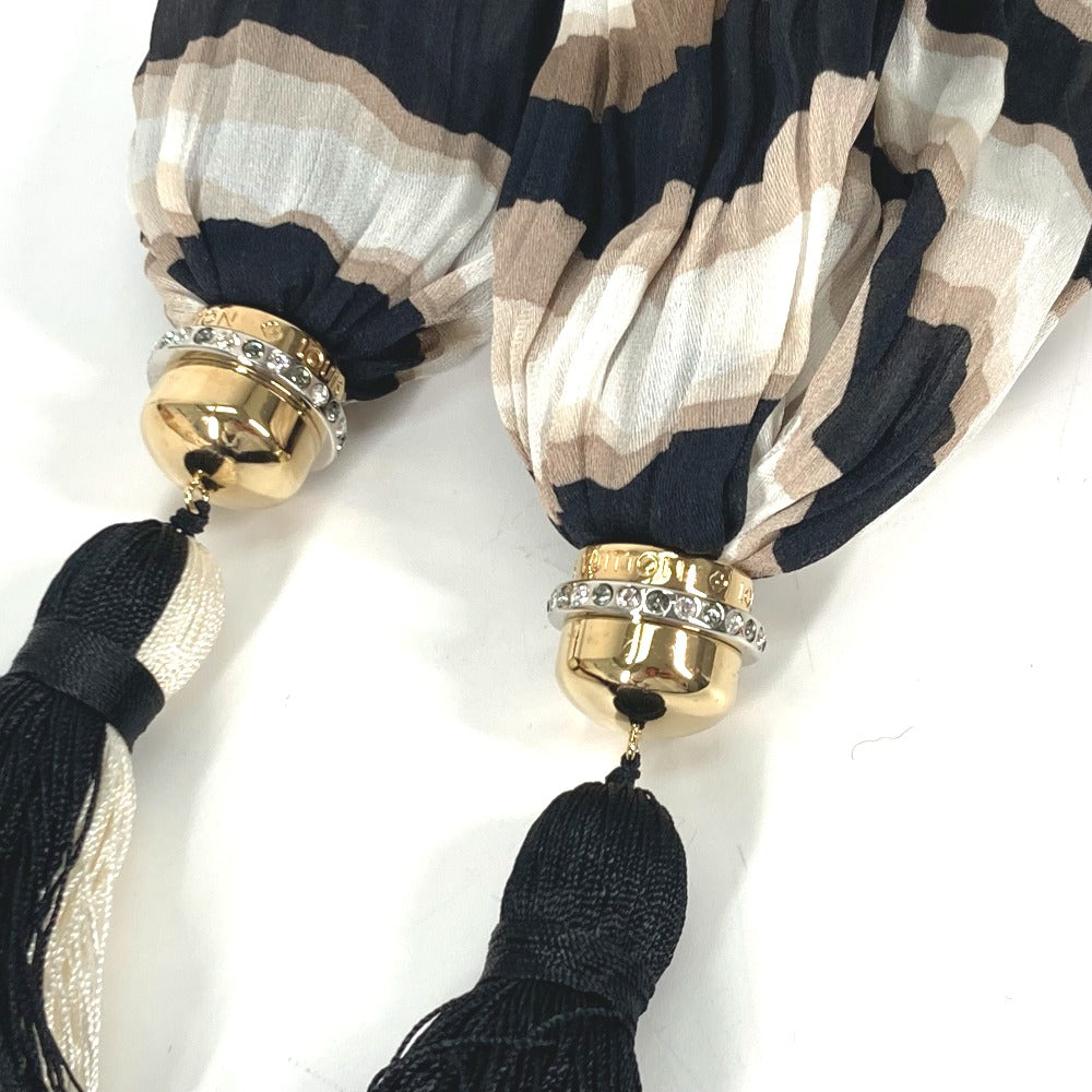 Louis Vuitton Stall silk tassel shawl fringe Brown Scarf