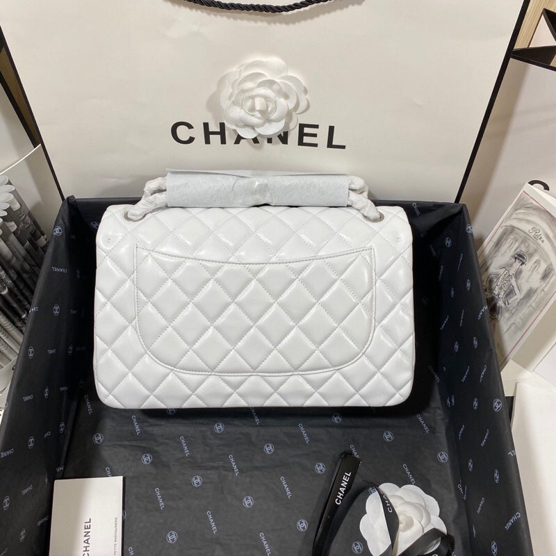 Chllarge Classic Handbag Hardware For Women Handbags White Silver Shoulder Bag