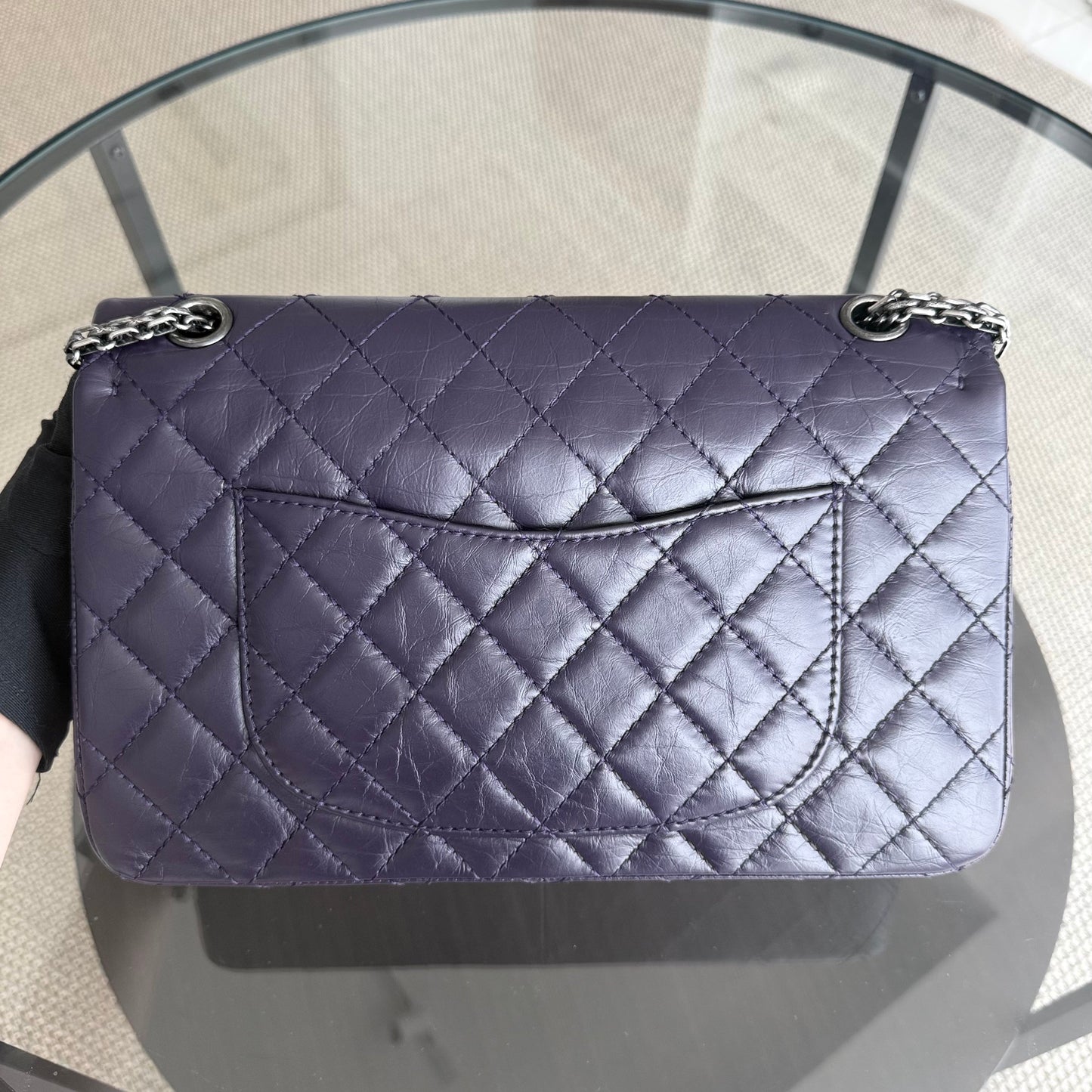 Chanel 2.55 Reissue 226 Medium - Quilted Aged Calfskin Dark Violet Purple Ruthenium Silver Hardware Series 17