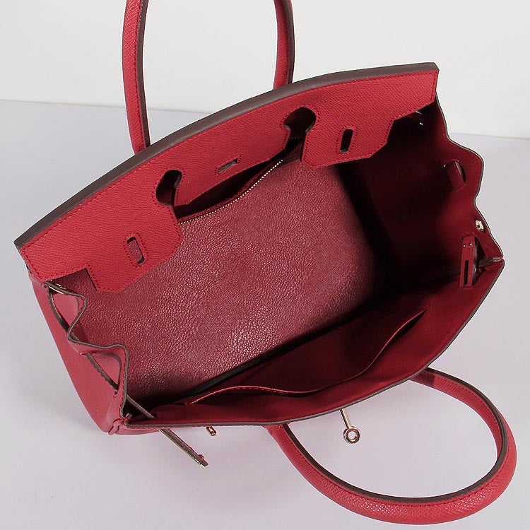 Hermes Luxury Cm Birkin Bag Epsom With Strap Leather Red Travel Bag