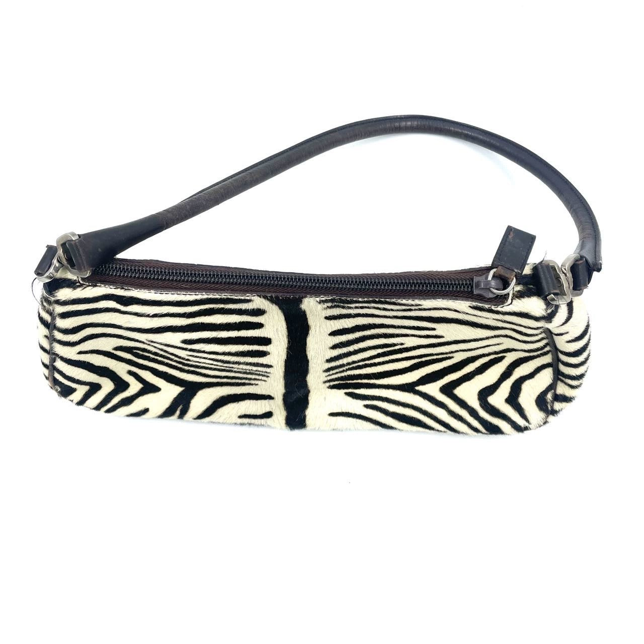 Prada Zebra Print Ponyhair Calfskin Shoulder Bag Leather