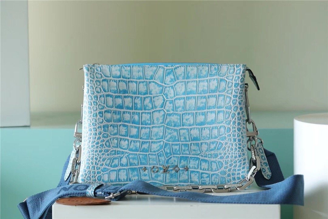 Top Quality Coussin Pm High Shiny Alligator Blue Crossbody Bag