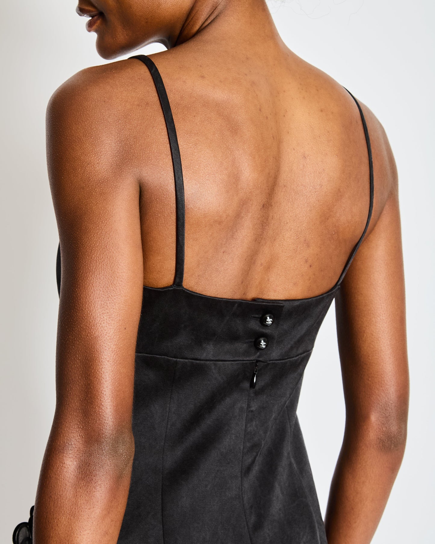 Chanel Black Strappy Playsuit With 3D Camelia Flower Pocket Detail Size Fr 36 (Uk 8) Bag