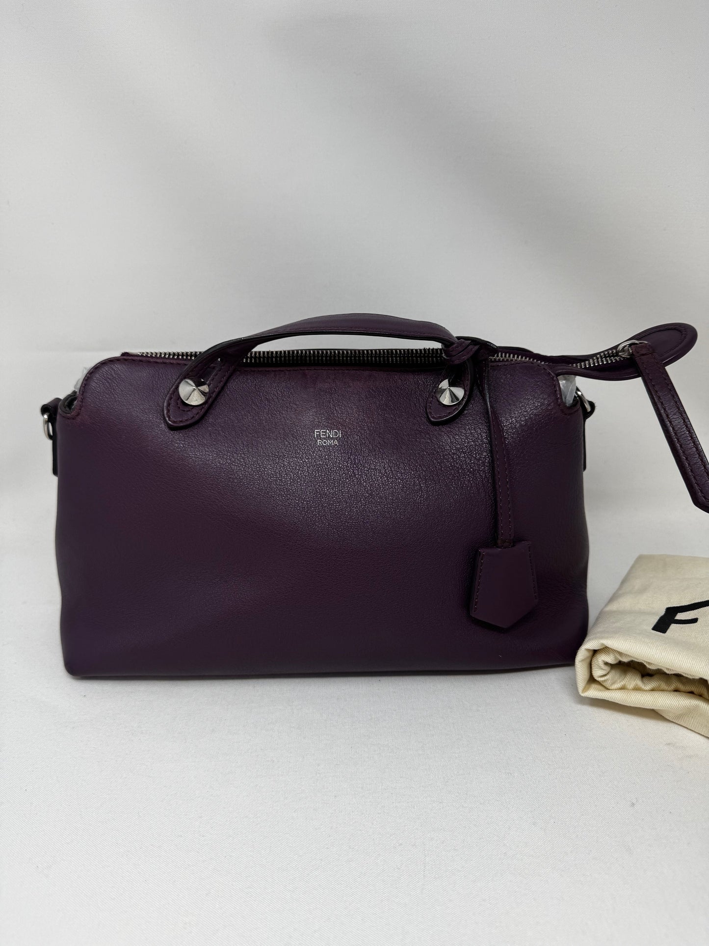 Fendi Handbag Aubergine Calfskin By the Way Bag BJ1-06 Leather Mini Mini Bag