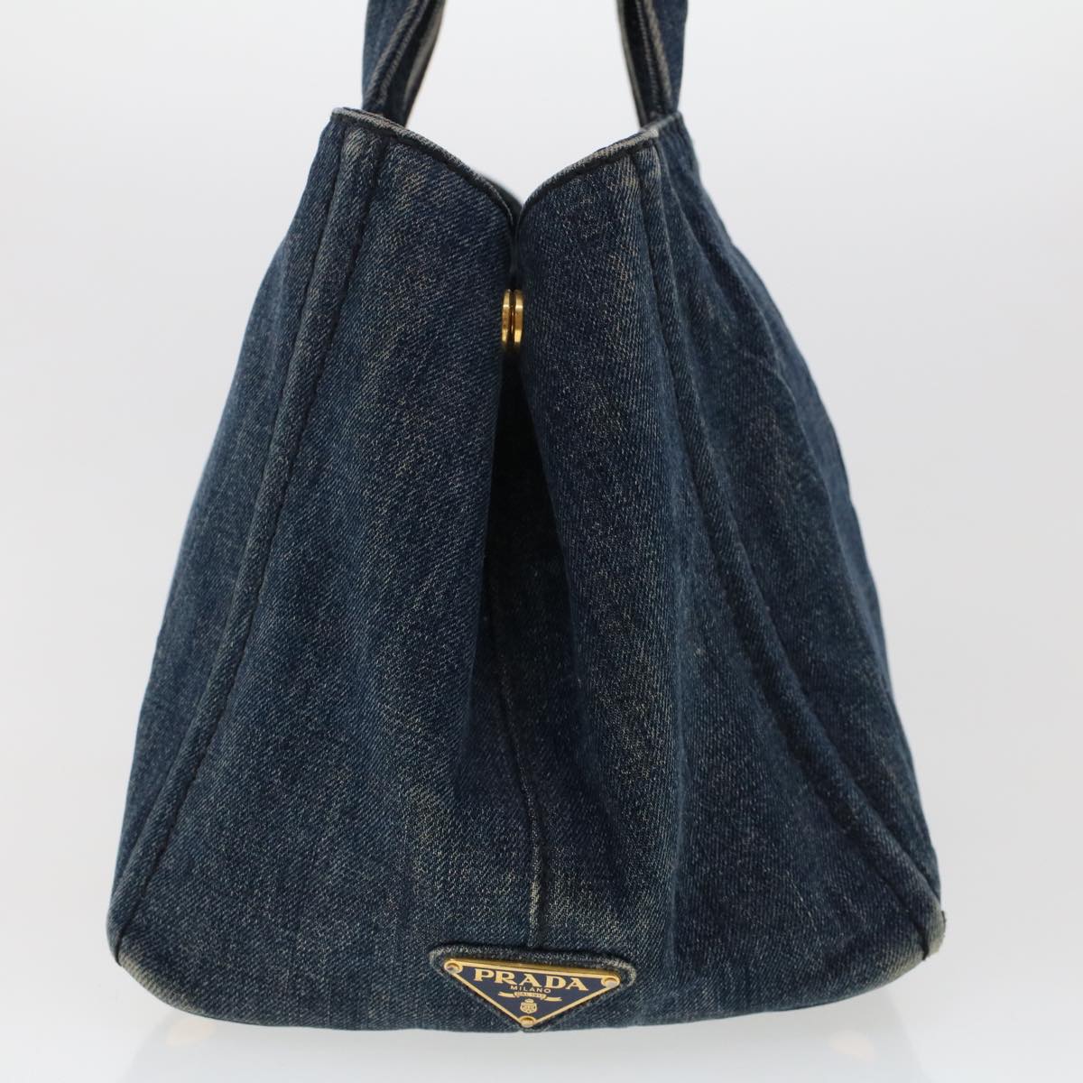 Prada Canapa Hand Bag Auth Canvas Blue Travel Bag