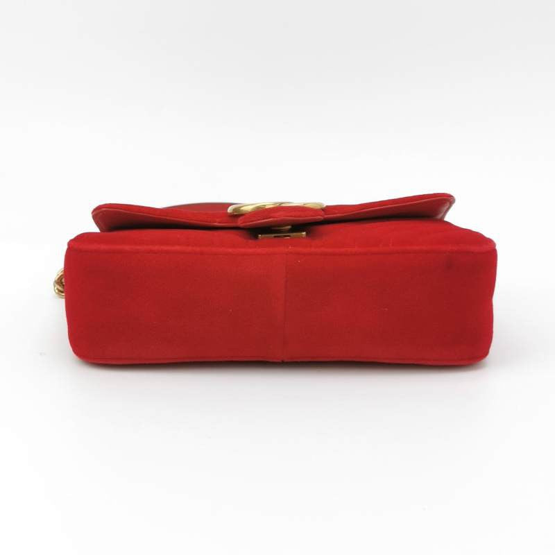 Gucci Marmont Velvet Red Mini Flap Travel Bag
