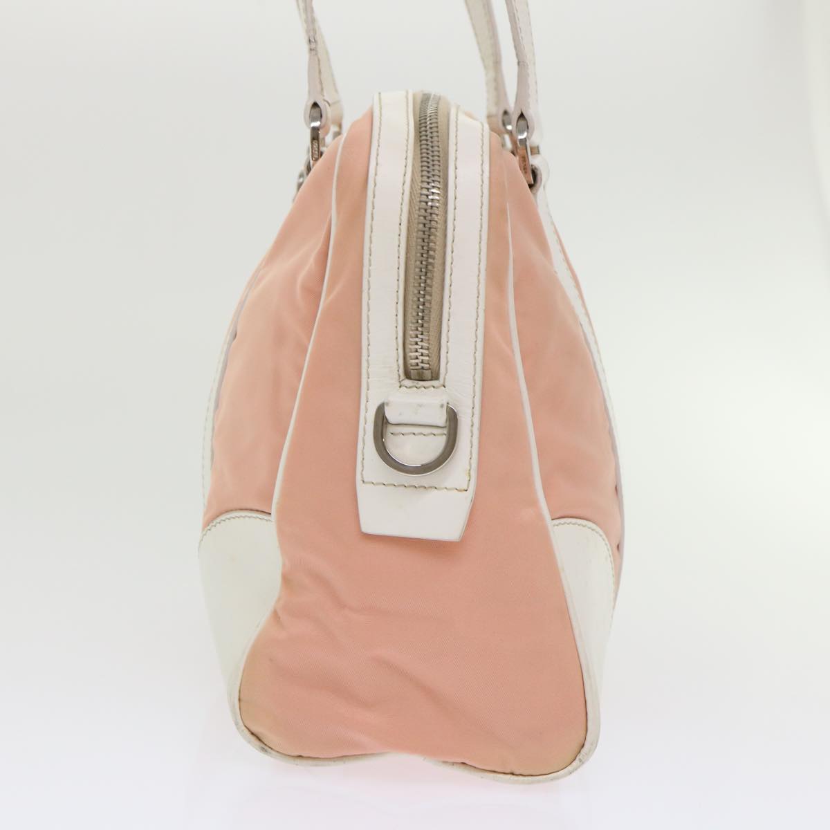Prada Hand Bag Leather Nylon Pink Travel Bag