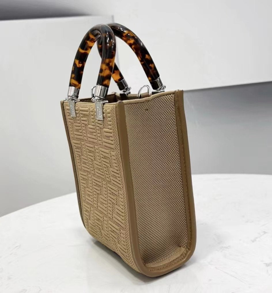 Fendi Sunshine Shopper Ff Beige Mini Crossbody Bag