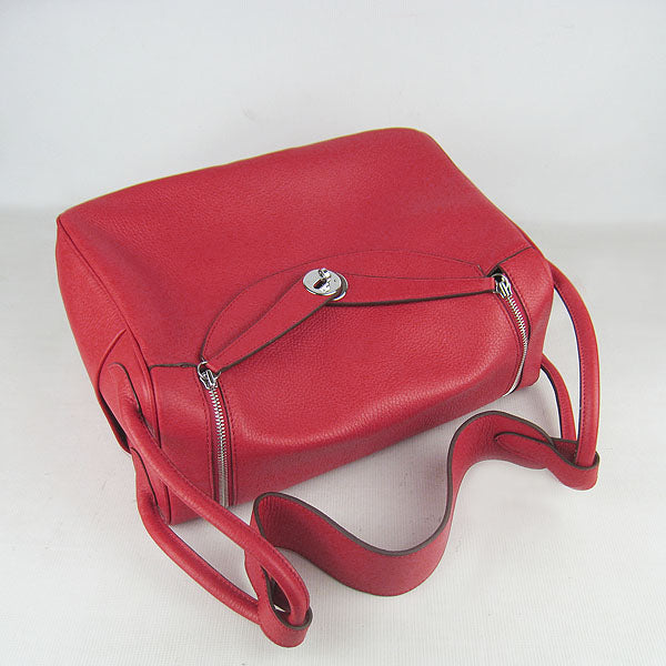 Hermes Luxury Lindy Cm Handbag Red Silver Travel Bag