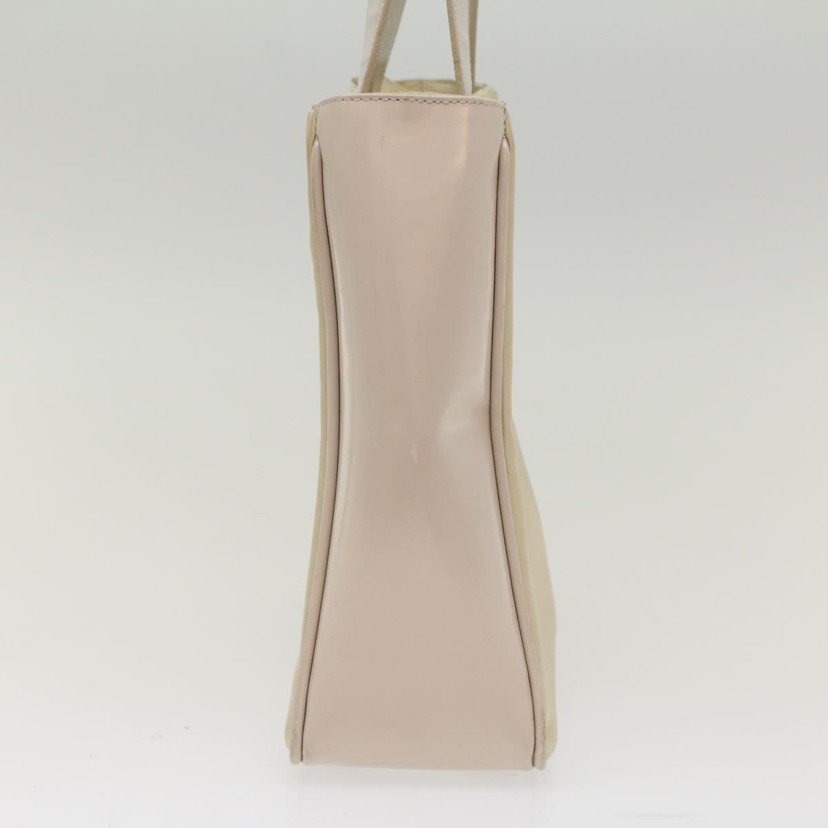 Prada Hand Bag Ivory Leather Nylon Beige Travel Bag