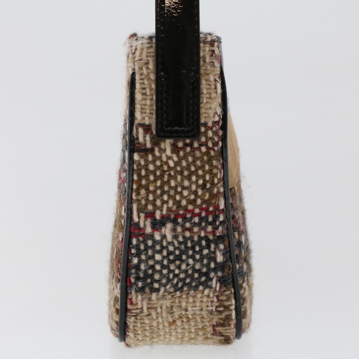 Burberry Luxury Nova Check Hand Bag Wool Auth Beige Travel Bag