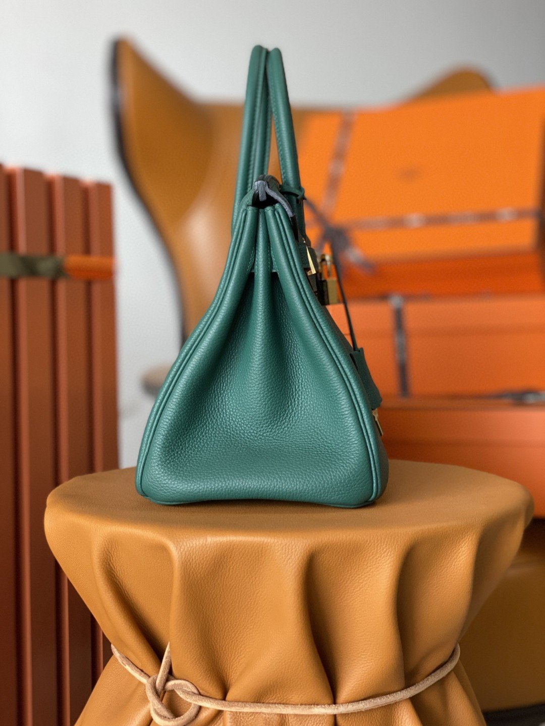 Top Quality Birkin Nata Swift Dark For Green Gold Travel Bag