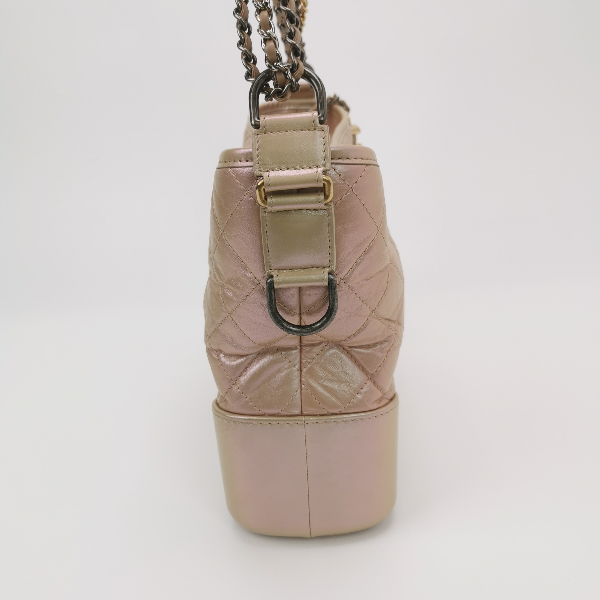 Chanel Gabrielle Hobo Iridescent Pink Leather Crossbody Bag