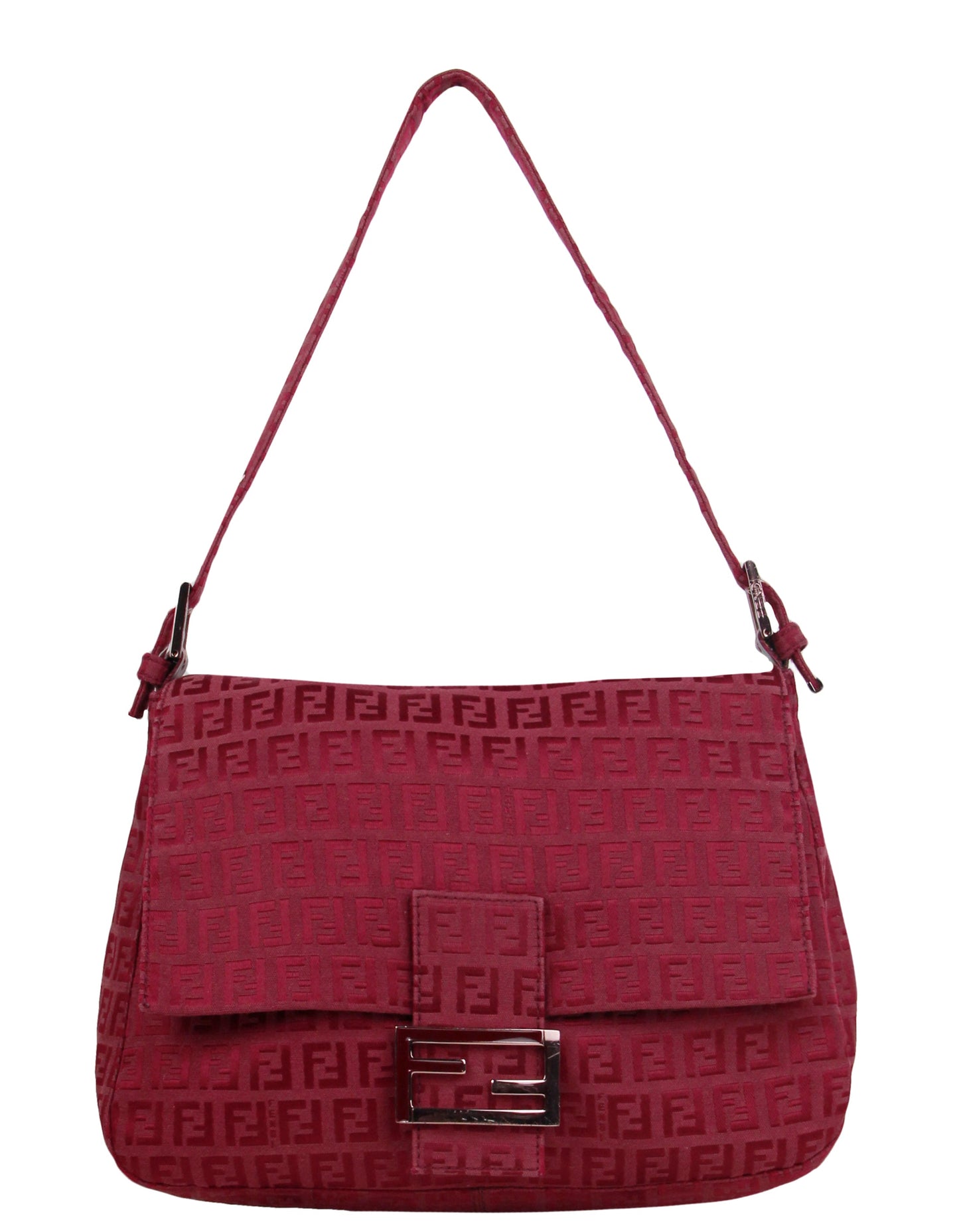 Fendi Handbag Zucchino Mama Baguette Monogram Red Mini Shoulder Bag