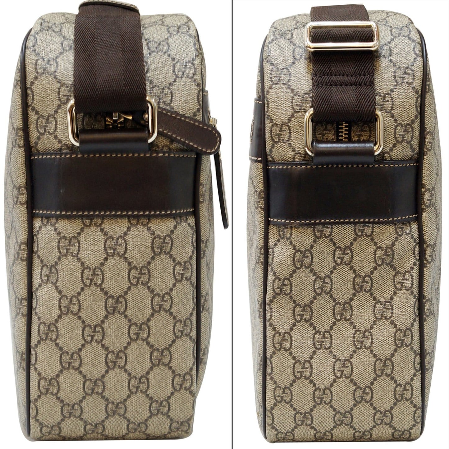Gucci Men Ebony Plus Coated Messenger Crossbody Bag Canvas Beige