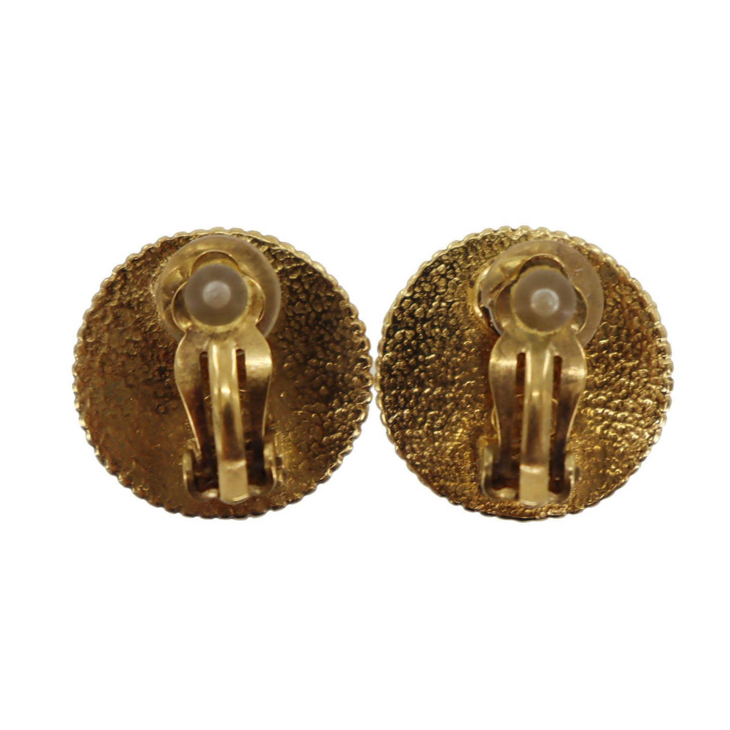 CHANEL CC Logos Circle Earrings 97 A Clip-On Gold #BR366