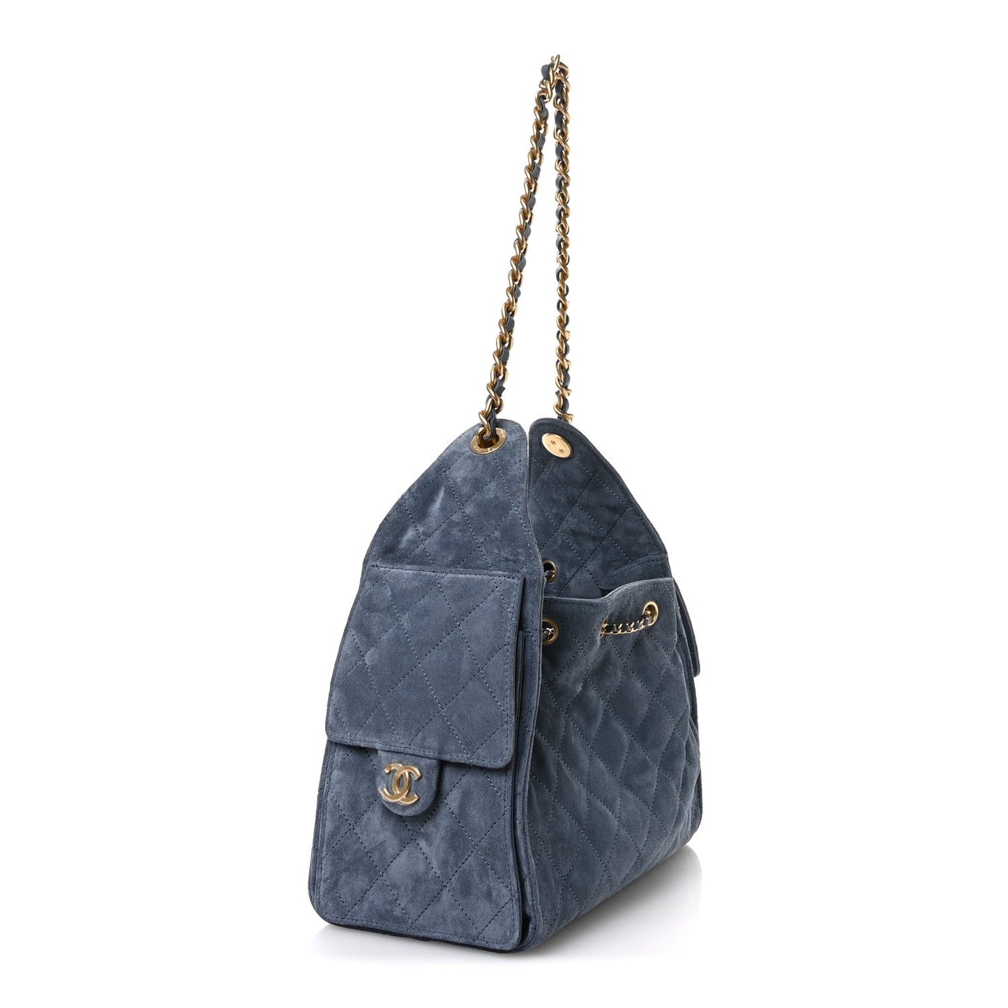 Suede Quilted Small Chanel 25 Handbag Blue 3