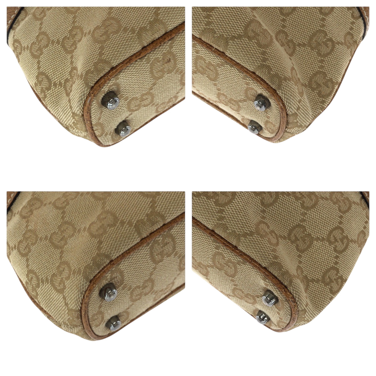 Gucci GG SilverMetal Canvas Brown Beige Tote Bag 4