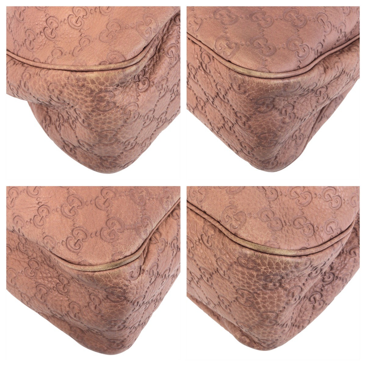 Gucci Metal Guccisima Sukey Leather Beige Pink Gold Tote Bag