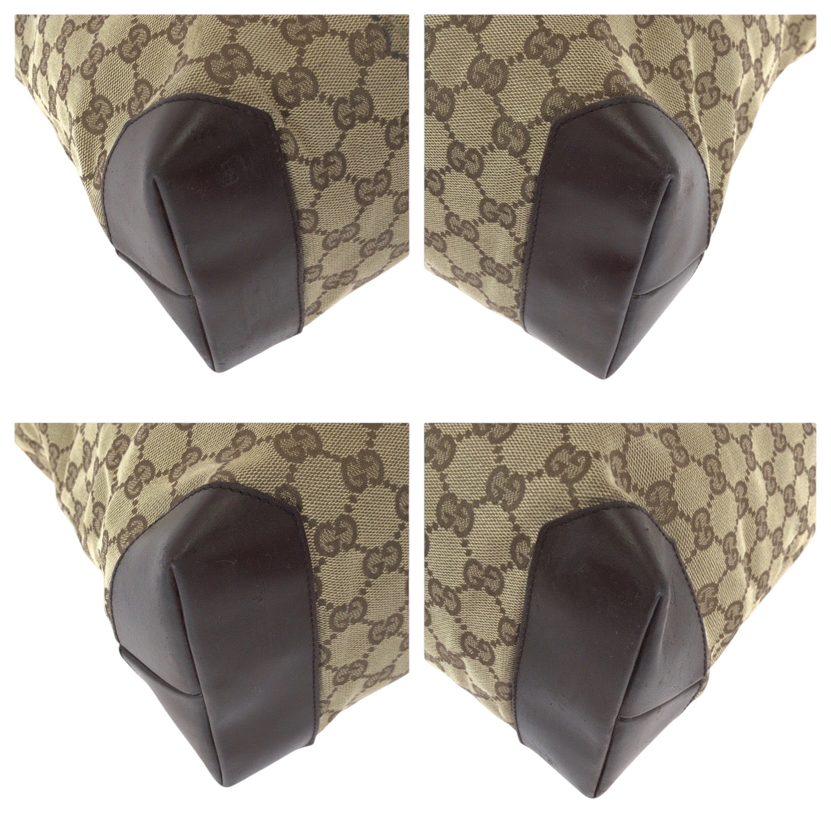 Gucci 019 GG SilverMetal Canvas Brown Beige Shoulder Bag