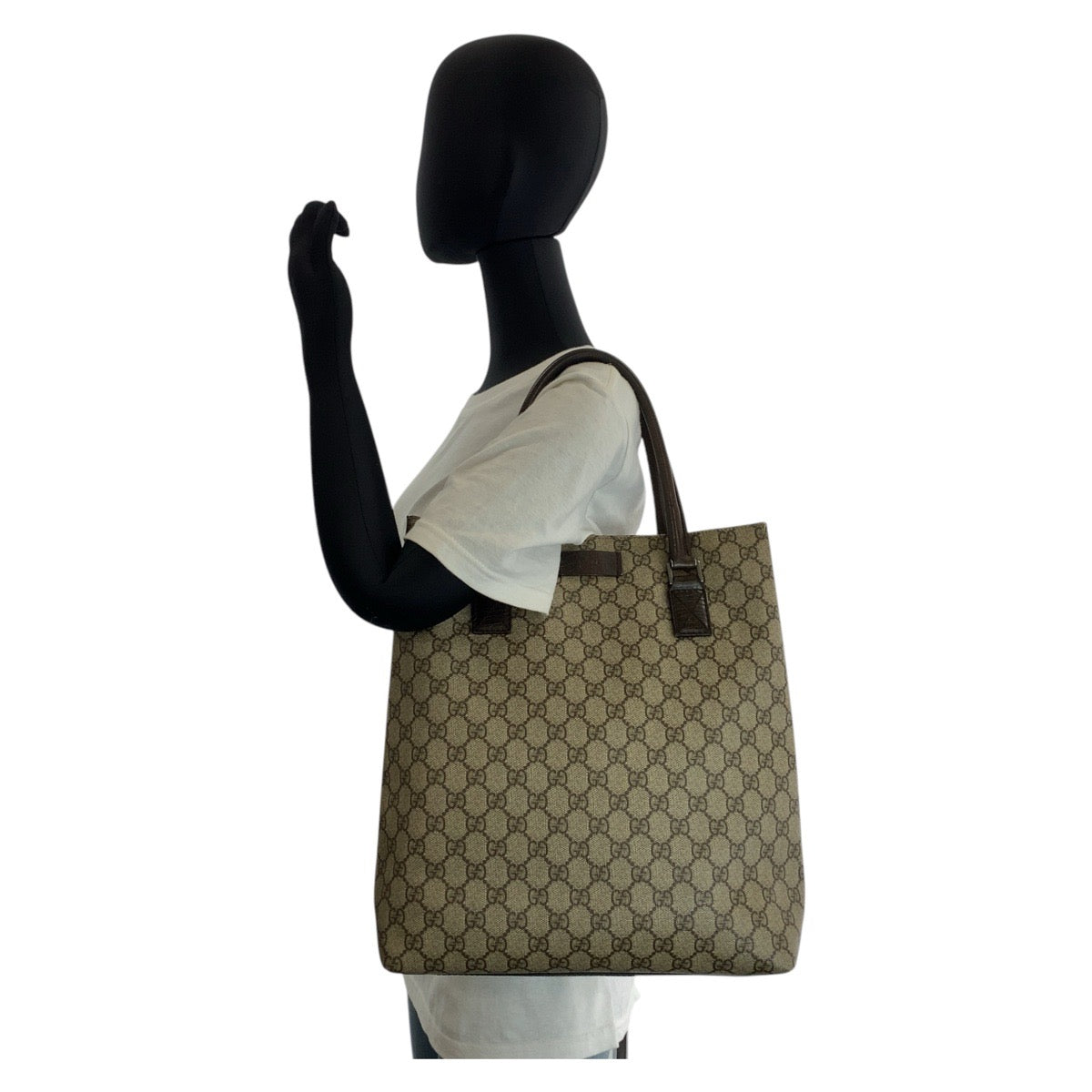 Gucci GG Supreme Leather Canvas Brown Beige Shoulder Bag