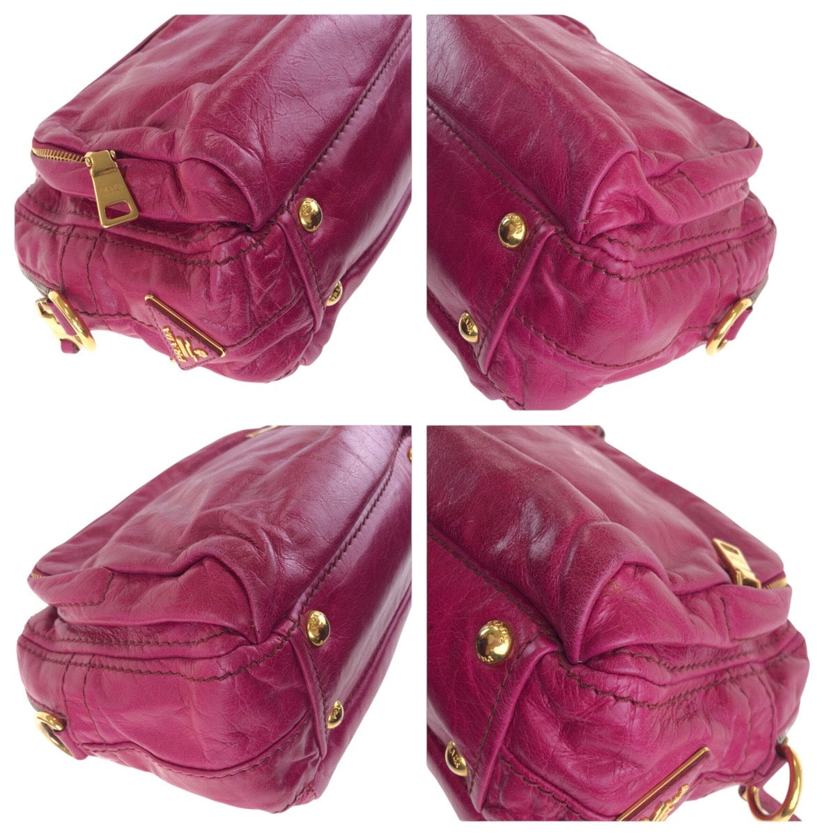 Prada Triangle 2Way Bag Leather Logo Travel Bag Logo 2Way Bag