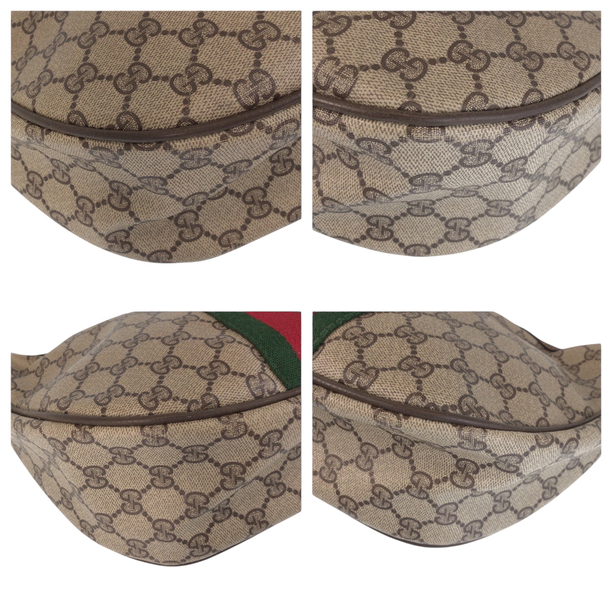 Gucci 68 001 GG Supreme SilverMetal Canvas Brown Beige Shoulder Bag