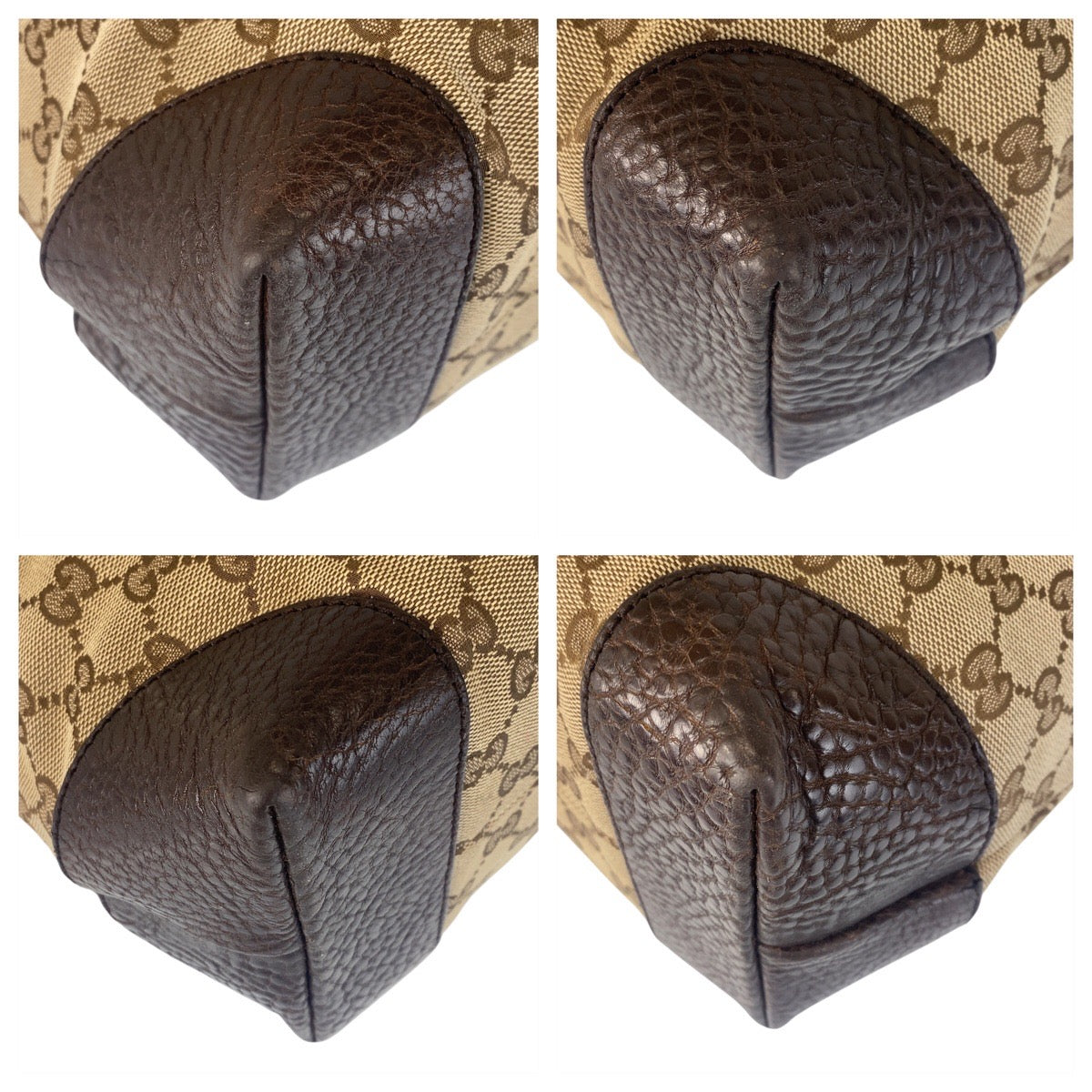 Gucci GG , Gold Metal Leather Canvas Brown Beige Shoulder Bag