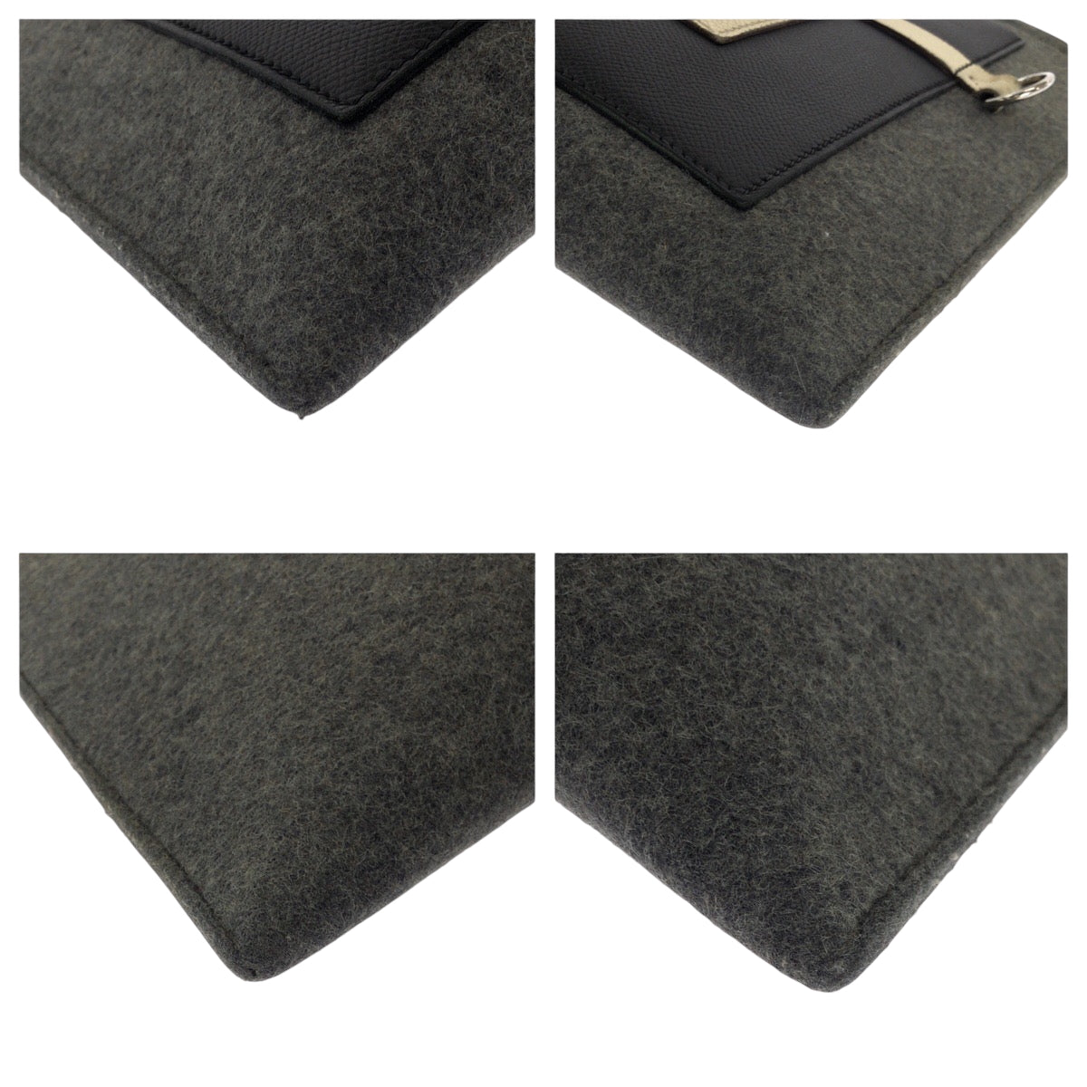 Clutch Bag Felt, Epsom Grey Ivory Silvermetal Black