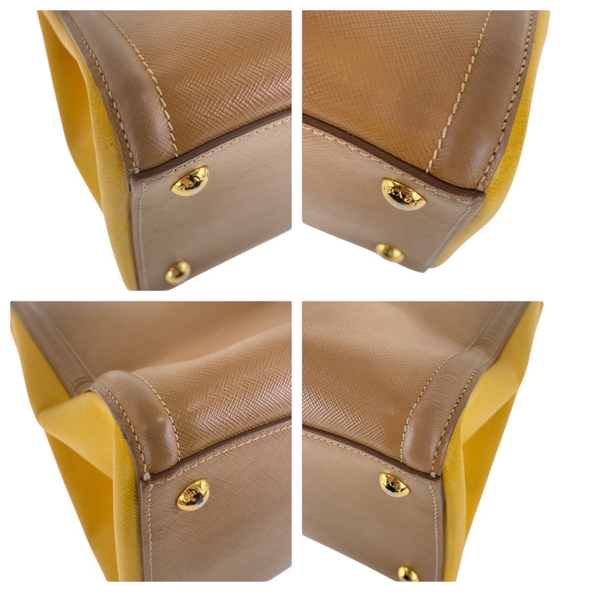Tote Bag Yellow Metal Tote Bag Shoulder Leather Brown Shoulder Bag