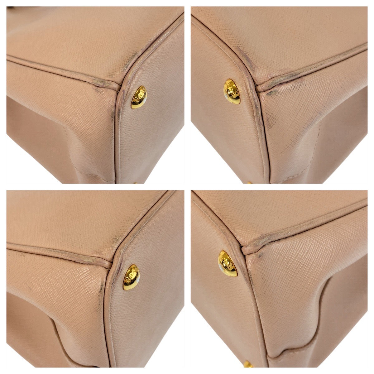Gold Metal Handbag Tote Bag Shoulder Bag Leather Beige