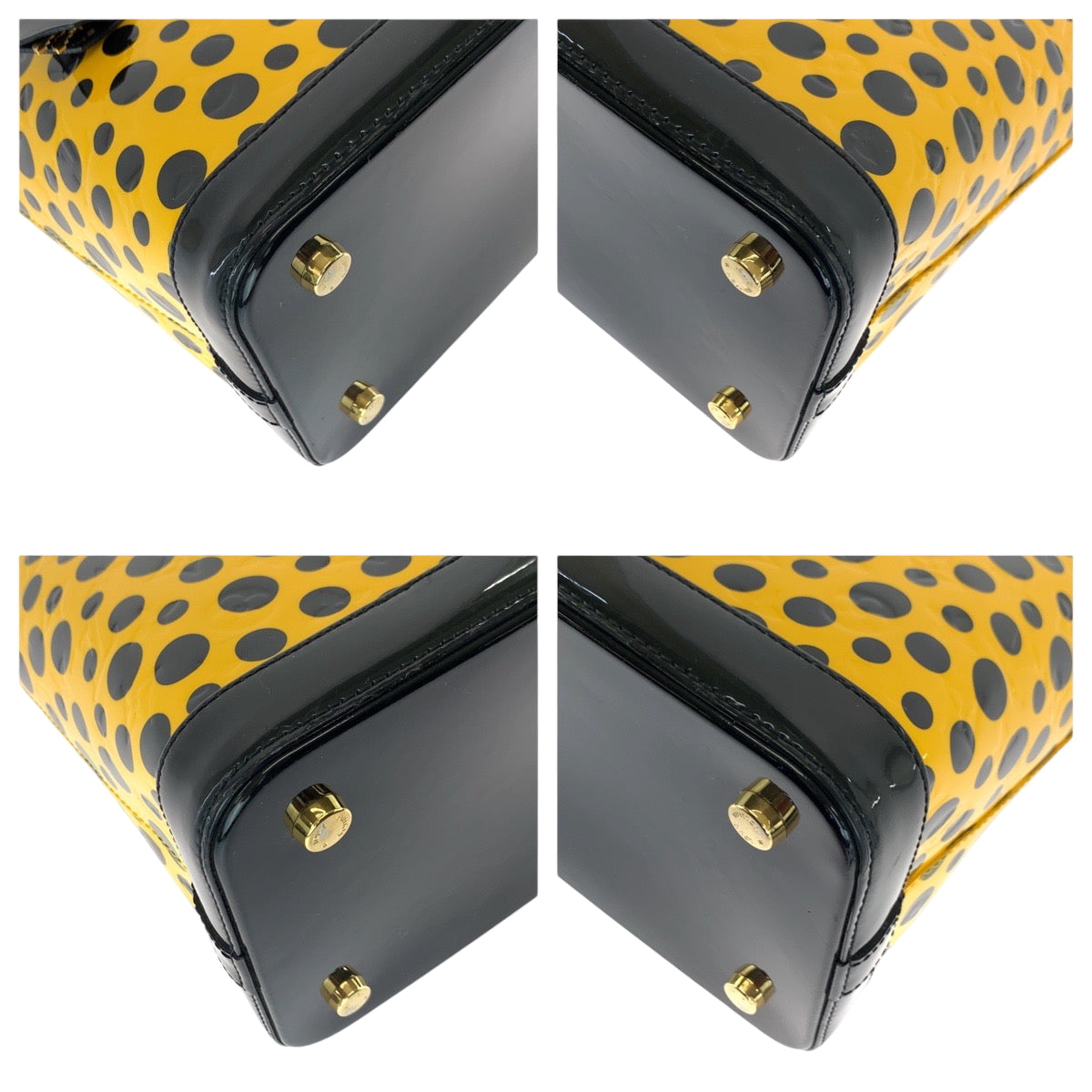 Louis Vuitton M91398 Jaune Yellow Leather Patent Black Gold Handbag