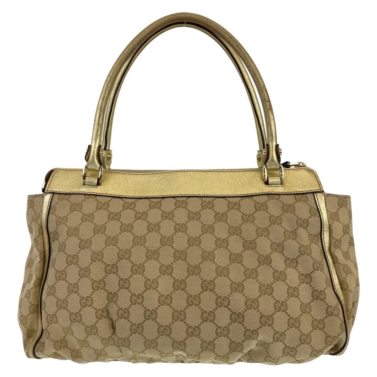 Gucci GG Canvas Beige Gold Shoulder Bag
