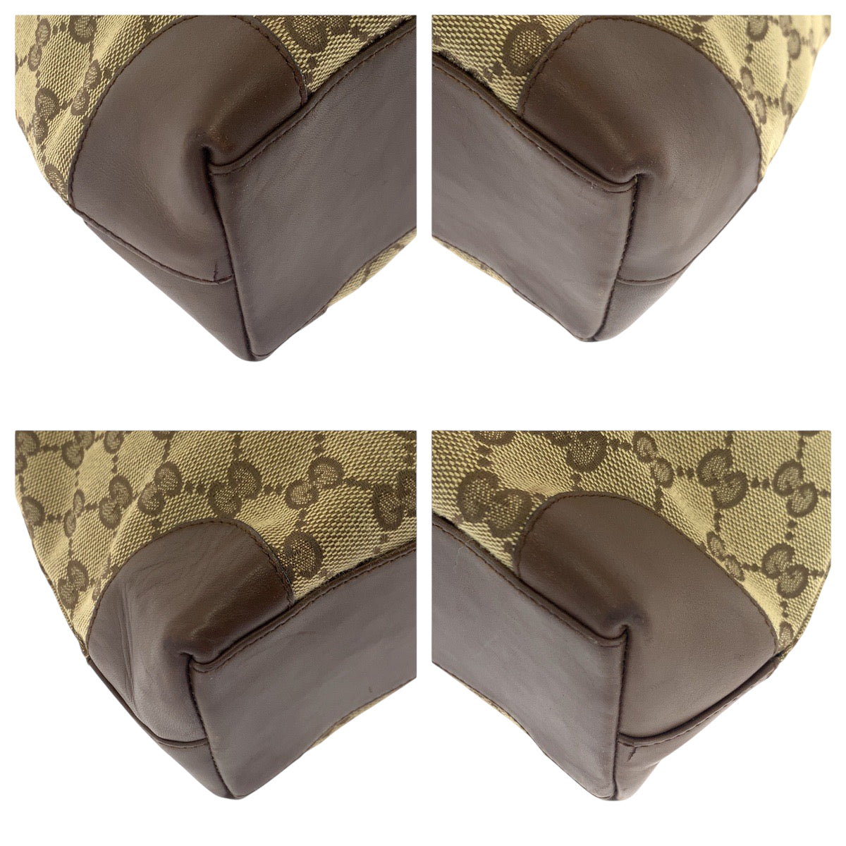 Gucci 002 GG SilverMetal Canvas Brown Beige Tote Bag