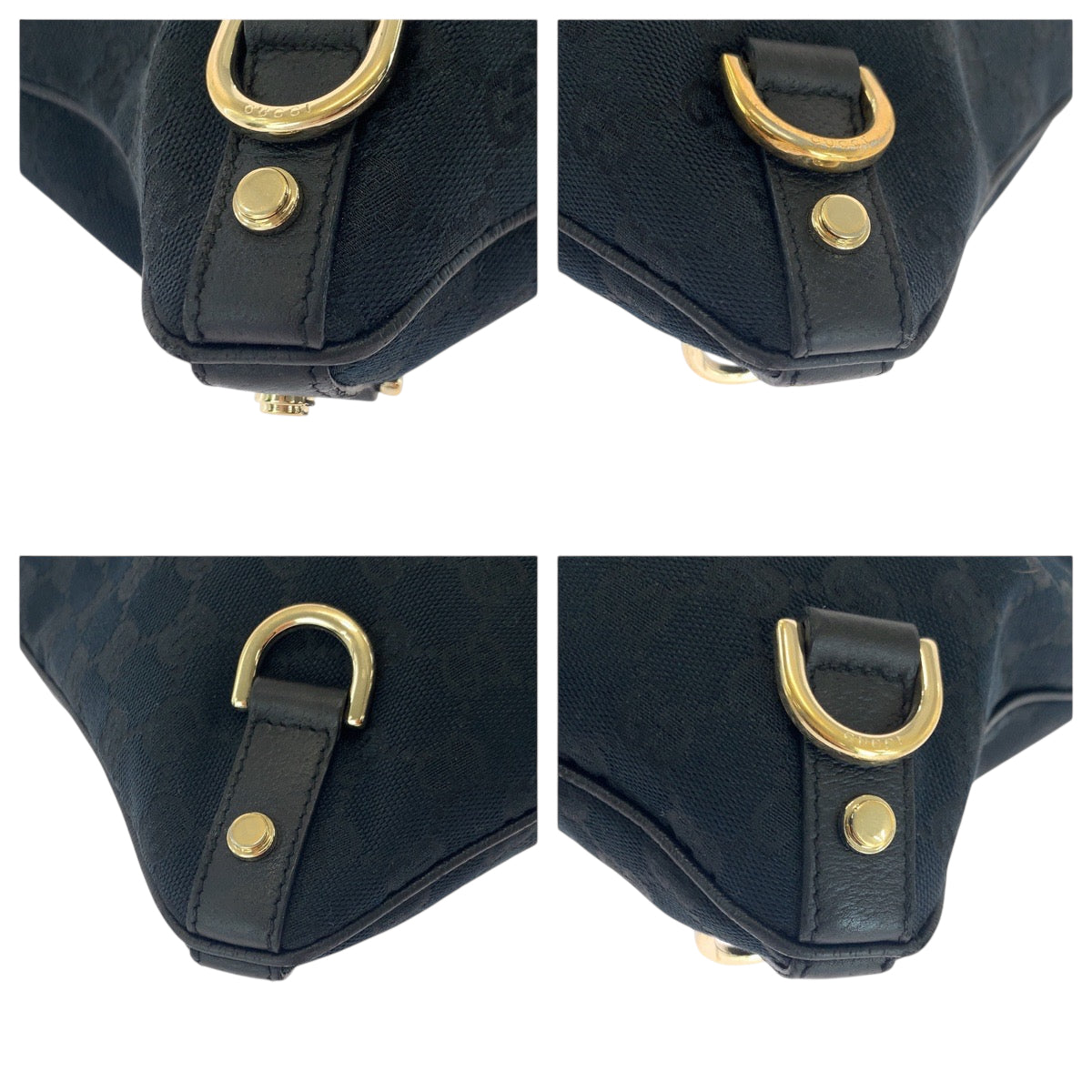 Gucci GG GoldMetal Abbey Canvas Black Crossbody Bag