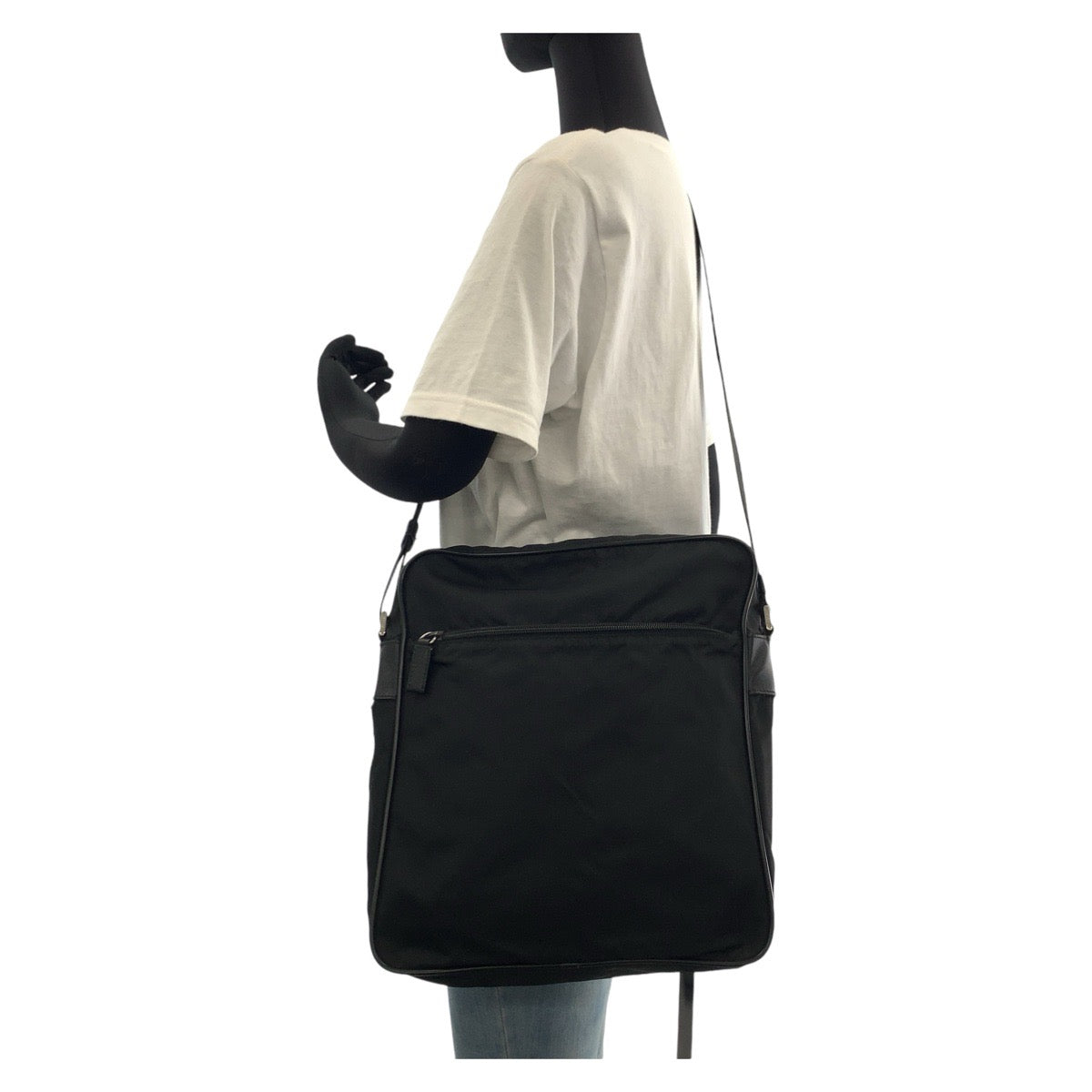 Shoulder Bag , Silvermetal Shoulder Bag Pochette Leather Nylon Logo Women